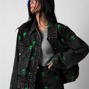 Dressed in LALA Need Space Embroidered Alien
Denim Jacket